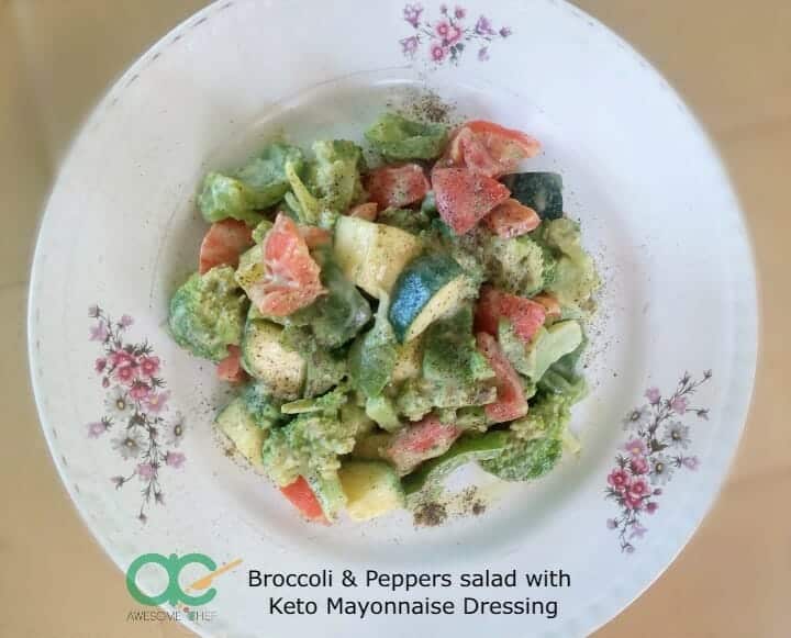 Broccoli and Pepper salad with Keto Mayonnaise dressing
